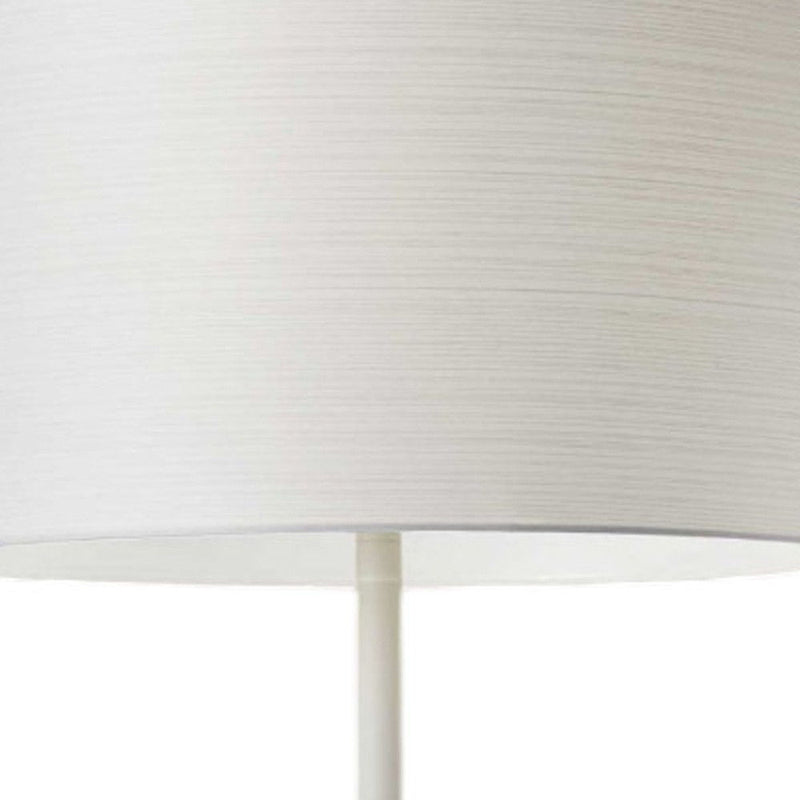 Metal Floor Lamp With White Drum Shade - White