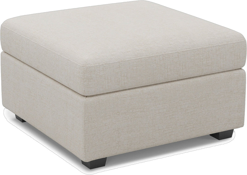 30" Chenille Storage Ottoman - Beige / Black