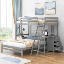 Load image into Gallery viewer, Bunk Bed With Built In Desk And 3 Drawers
