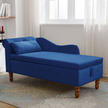 Load image into Gallery viewer, Chaise Lounge Indoor, Lounge Chair For Bedroom With Storage &amp; Pillow, Modern Upholstered Rolled Arm Chase Lounge For Sleeping With Nailhead Trim For Living Room Bedroom Office
