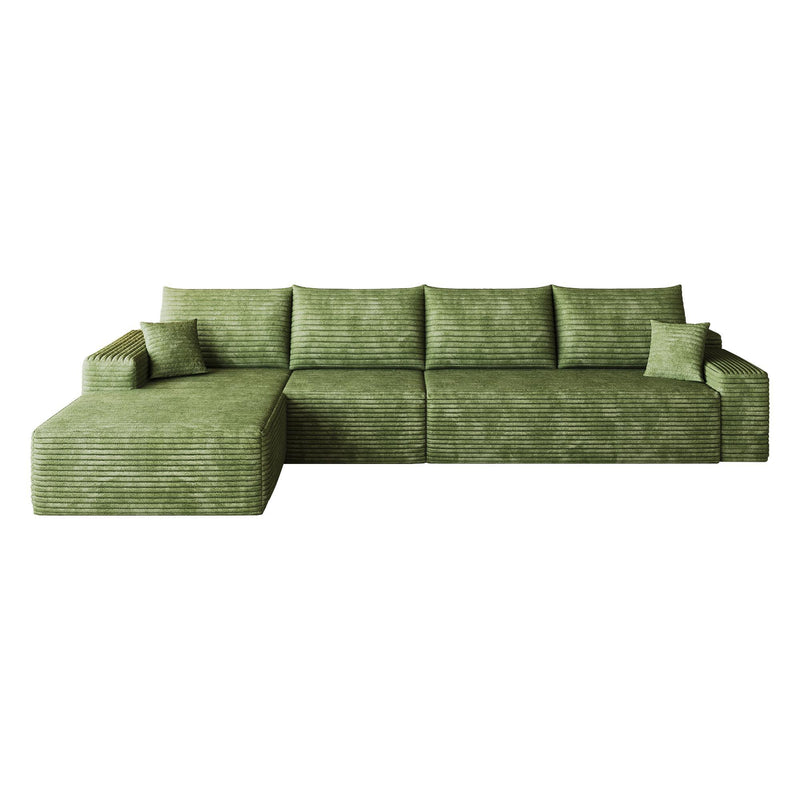Corduroy Modular L Shaped Sofa And Chaise Sectional (762649) - Green