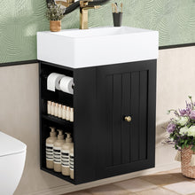 Load image into Gallery viewer, Modern Bathroom Vanity With Sink, Storage Cabinet, Drawer &amp; Side Shelf
