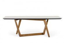 Load image into Gallery viewer, 91" Stone Trestle Base Dining Table - Brown / White
