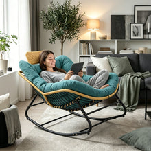 Load image into Gallery viewer, Oversized Papasan Rocking Chair Outdoor With Thick Cushion
