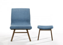 Load image into Gallery viewer, Solid Color Lounge Chair With Ottoman - Blue And Walnut

