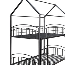 Load image into Gallery viewer, Twin Over Twin Metal Bunk Bed With Slide,Kids House Bed Black
