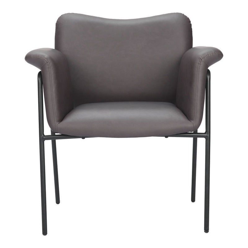 31" Faux Leather And Faux Leather Arm Chair - Brown / Black