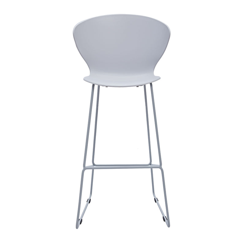 Heavy Duty Plastic And Metal Low Back Bar Height Bar Chairs (Set of 2) - Gray