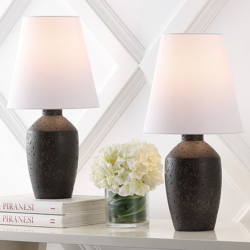 Urn Bedside Lamps With Empire Shades (Set of 2) - Black / White