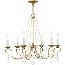 Load image into Gallery viewer, 24" Six Light Dimmable Chandelier With Shades - Antiqued Brass
