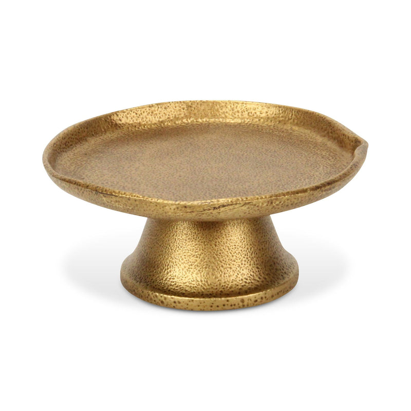 8" Cast Iron Handmade Round Trinket Dining Room Tray - Gold