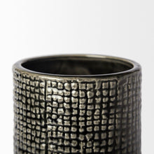 Load image into Gallery viewer, Abstract Cylinder Table Vase (397513) - Black / Gold
