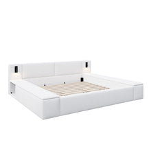 Load image into Gallery viewer, Upholstered Platform Bed Frame With Hidden Storage, Built-In Nightstands &amp; LED Reading Lights
