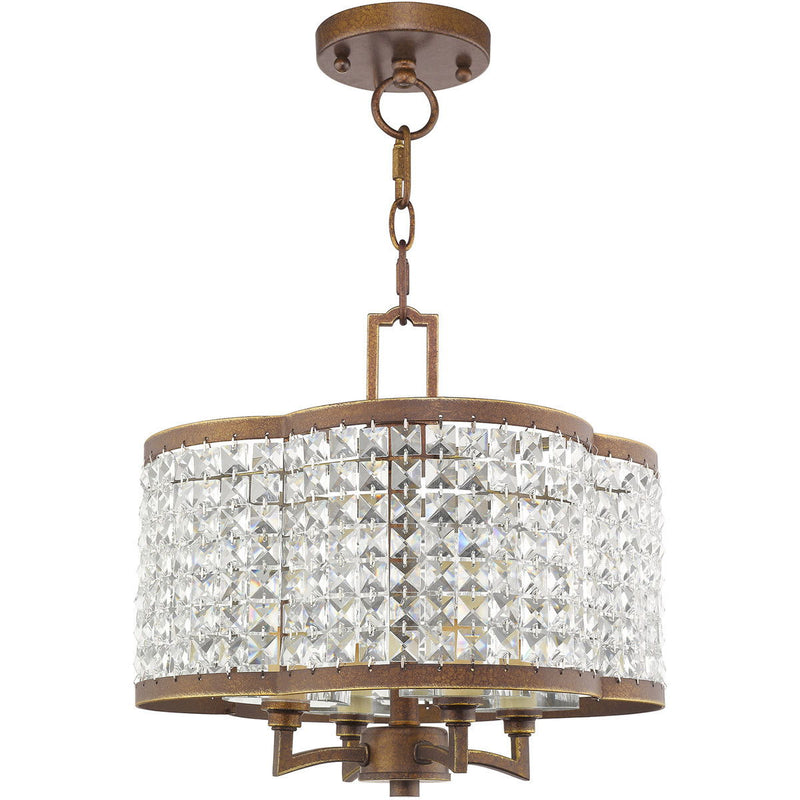 14" Four Light Dimmable Chandelier With Shades - Bronze