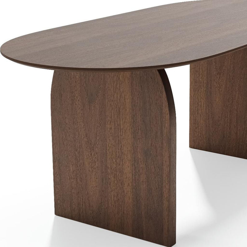 67" Solid Wood Mirrored Double Pedestal Base Oval Dining Table - Walnut