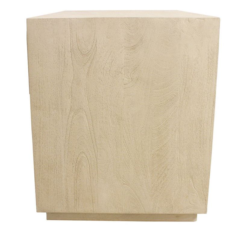 24" Solid Wood Ribbed Texturere One Drawer Nightstand - Natural
