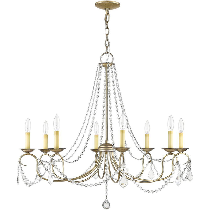 28" Eight Light Dimmable Chandelier With Shades - Silver