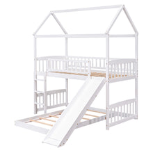 Load image into Gallery viewer, Twin Over Twin Bunk Bed with Slide, House Bed with Slide, White(OLD SKU: LT000214AAK)
