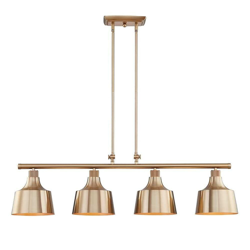 Kitchen Island Four Light Metal Dimmable Chandelier With Shades - Gold