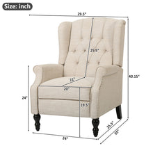 Load image into Gallery viewer, Armchair Recliner With Pushback Mechanism And Wingback Design
