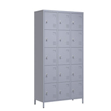 Load image into Gallery viewer, 15 Door Lockers With Lock For Storage In Home, Gym, Office, And School - Gray
