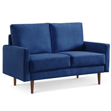 Load image into Gallery viewer, Velvet Loveseat - Blue / Dark Brown
