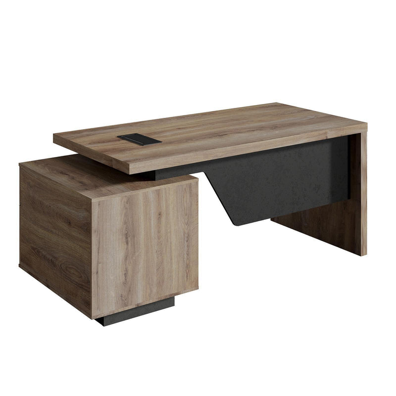 Wood Pedestal Executive Desk With Two Drawers - Walnut