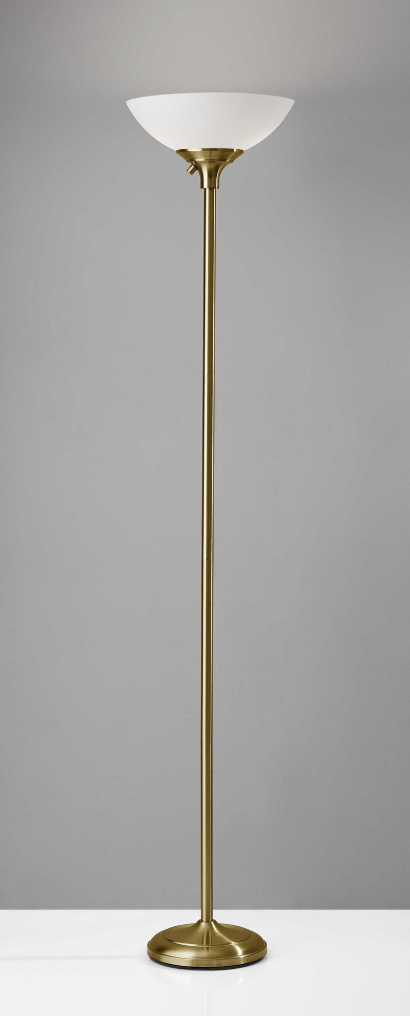 Shiny Metal Torchiere Floor Lamp - Antiqued Brass