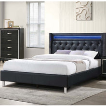 Load image into Gallery viewer, Modern Bed With LED Lights, Charging Port, Tufted Headboard
