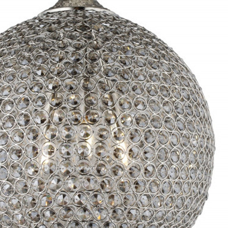 Unique Statement Three Light Metal Crystal Glass Chandelier With Shades - Silver