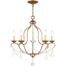 Load image into Gallery viewer, 24" Five Light Dimmable Chandelier With Shades - Antiqued Gold
