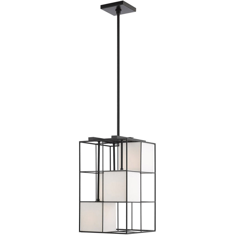 25" Four Light Dimmable Chandelier With Shades - Black