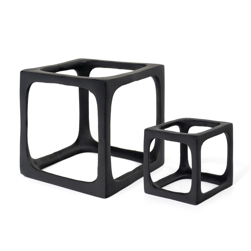 Cube Tabletop Sculptures (Set of 2) - Black