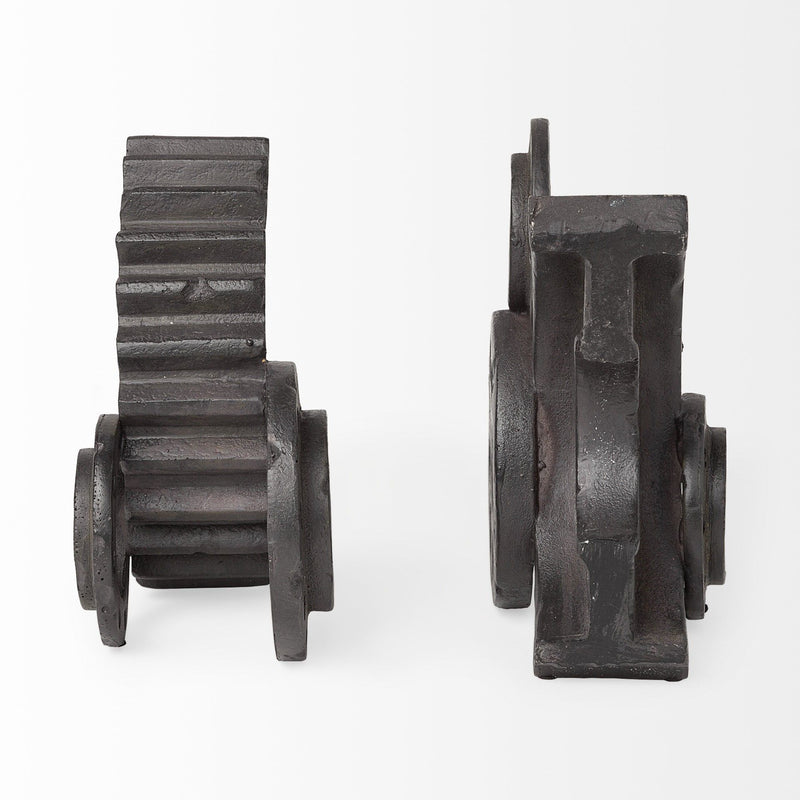 Industrial Cog Bookends (Set of 2) - Matte Black