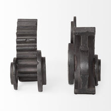 Load image into Gallery viewer, Industrial Cog Bookends (Set of 2) - Matte Black

