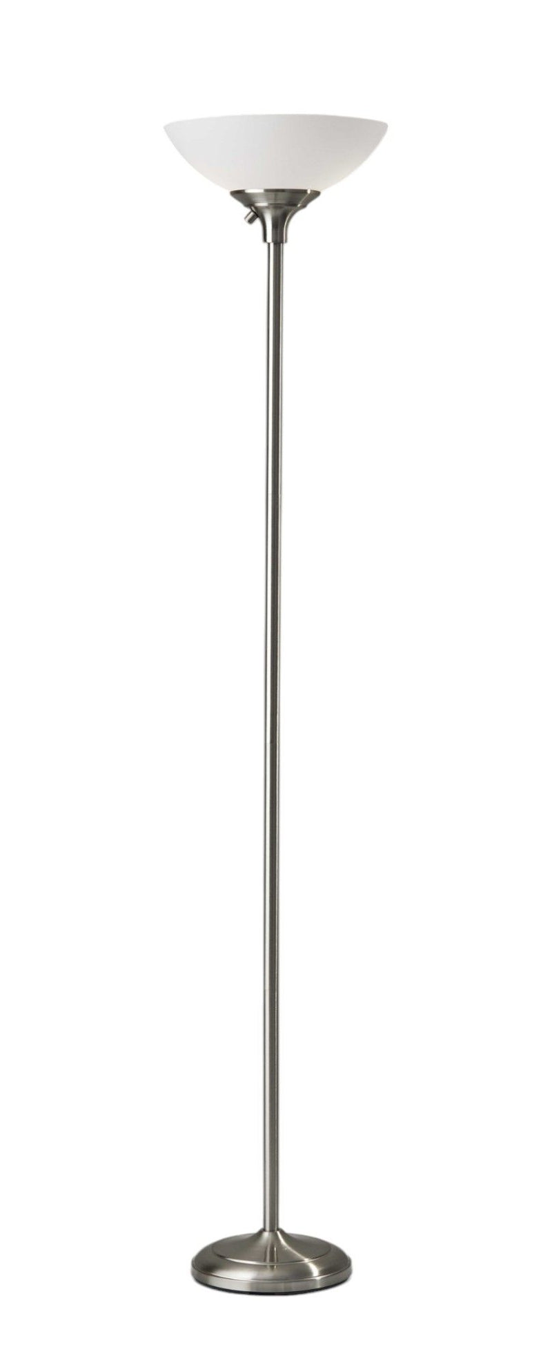 Tailored Metal Torchiere With Bright Illumination - Satin Steel