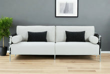 Load image into Gallery viewer, Sofa And Toss Pillows With Silver Legs - White
