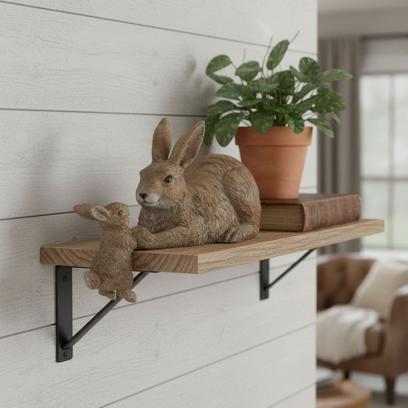 Poly Rabbit Figurine (Set of 2) (518102) - Brown / White