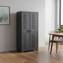 Load image into Gallery viewer, 49" Heavy Duty Plastic Locking Two Door Utility Cabinet - Dark Gray
