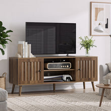 Load image into Gallery viewer, 55" TV Cabinet With Vertical Groove Doors, Adjustable Shelves - Walnut
