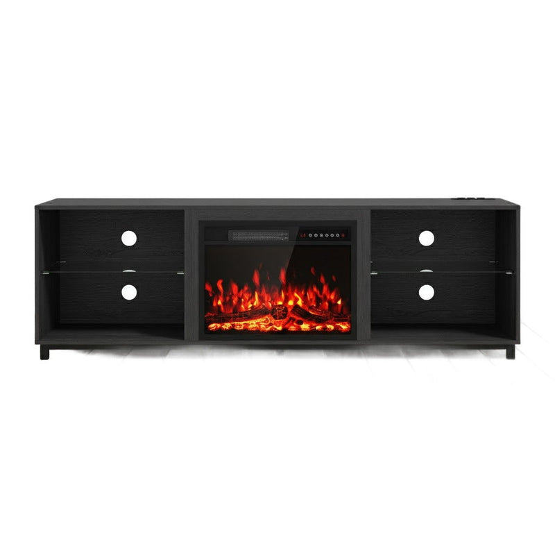 Wood Fireplace Entertainment Center With Fireplace (723796) - Black