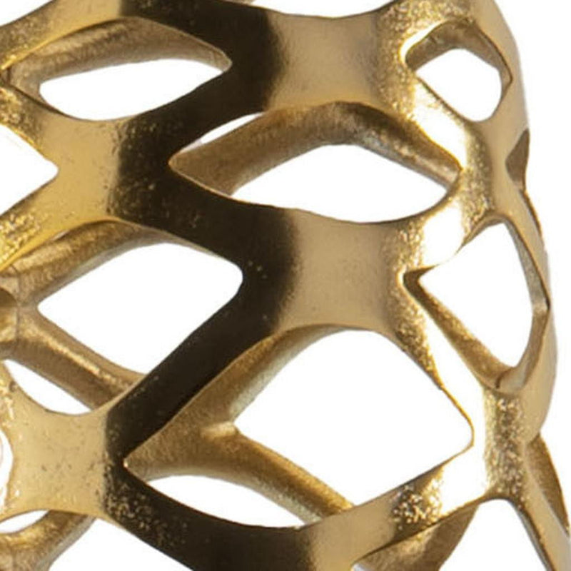 Pierced Geometric Cylinder Floor Vase (722475) - Gold