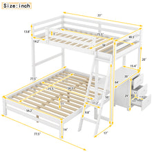 Load image into Gallery viewer, Twin over Full Bunk Bed with Built-in Desk and Three Drawers,White
