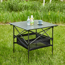 Load image into Gallery viewer, 1-piece Folding Outdoor Table with Carrying Bag,Lightweight Aluminum Roll-up Square Table for indoor, Outdoor Camping, Picnics, Beach,Backyard, BBQ, Party, Patio, 27.56X27.56X27.56in, Black
