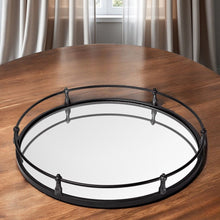 Load image into Gallery viewer, 24" Round Metal Indoor Outdoor Tray With Handles - Silver
