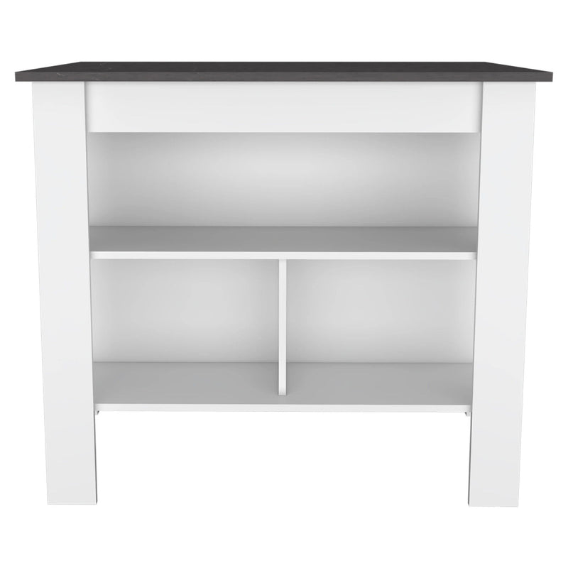 41" Wood Island For Kitchen Set With Storage - Gray / White