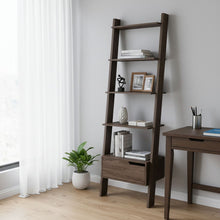 Load image into Gallery viewer, Five Tier Ladder Bookcase With A Drawer - Brown
