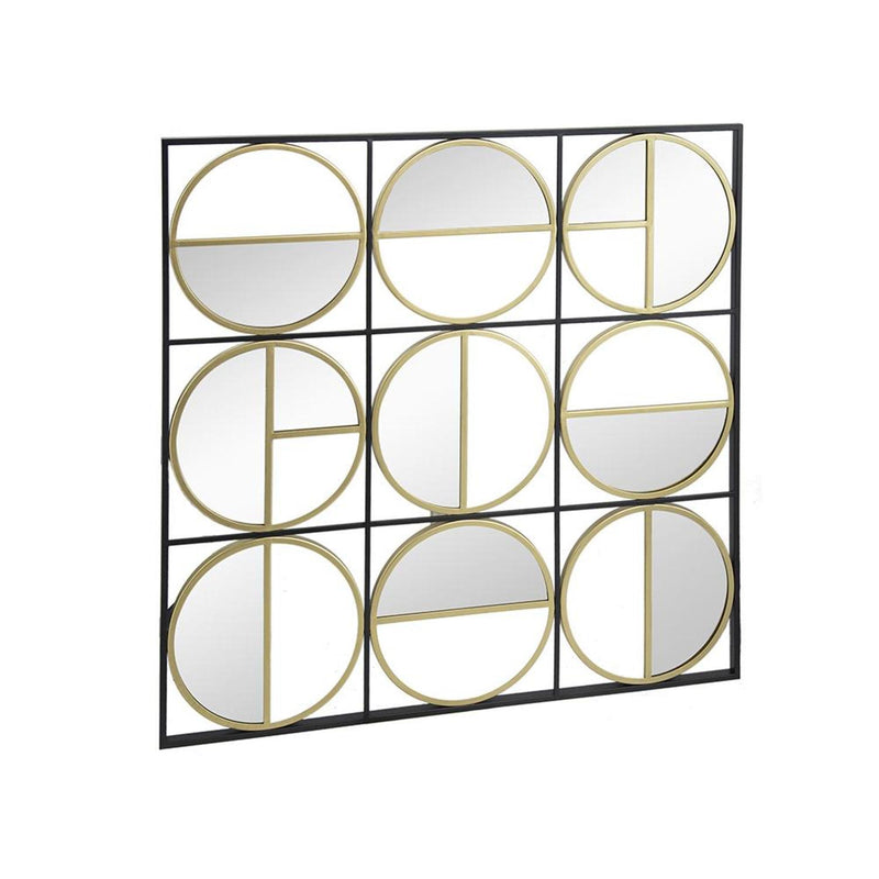 36" Square Iron Framed Accent Mirror - Black / Gold