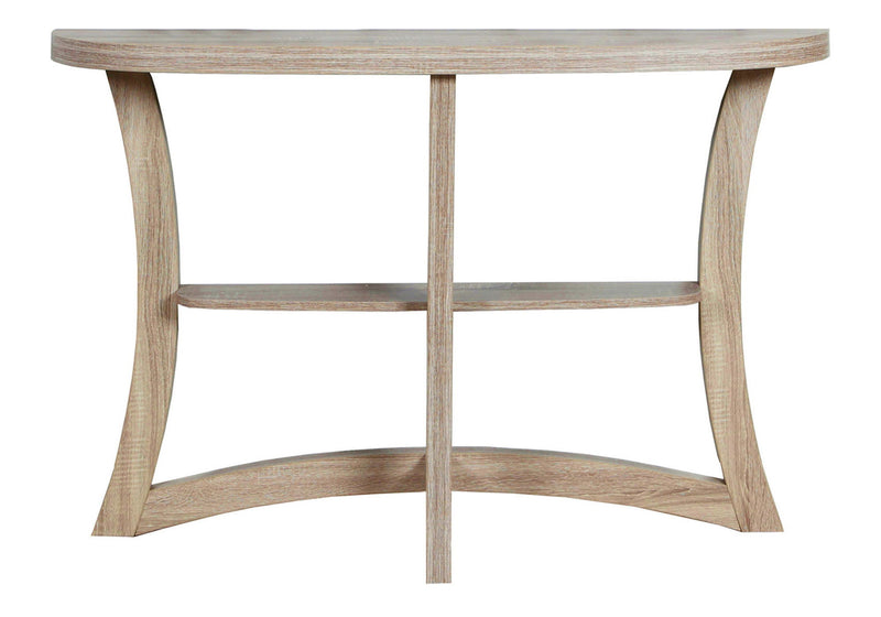 Half Moon Three Leg Console Table With Shelves - Taupe