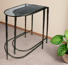Load image into Gallery viewer, Glass Free Form Frame Console Table (Set of 2) - Clear And Gold
